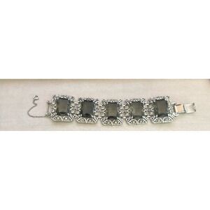 Vintage Sarah Coventry Celebrities Bracelet:‎ Chunky Smoky Gray Rhinestone